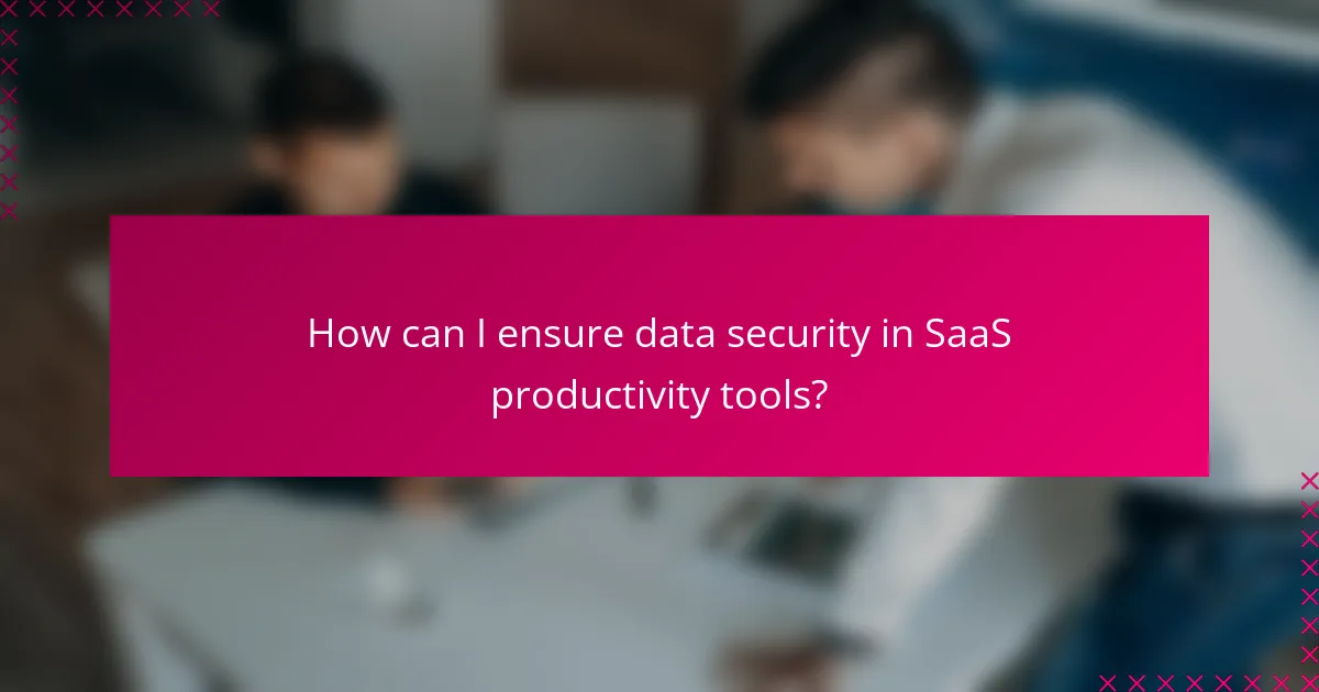 How can I ensure data security in SaaS productivity tools?