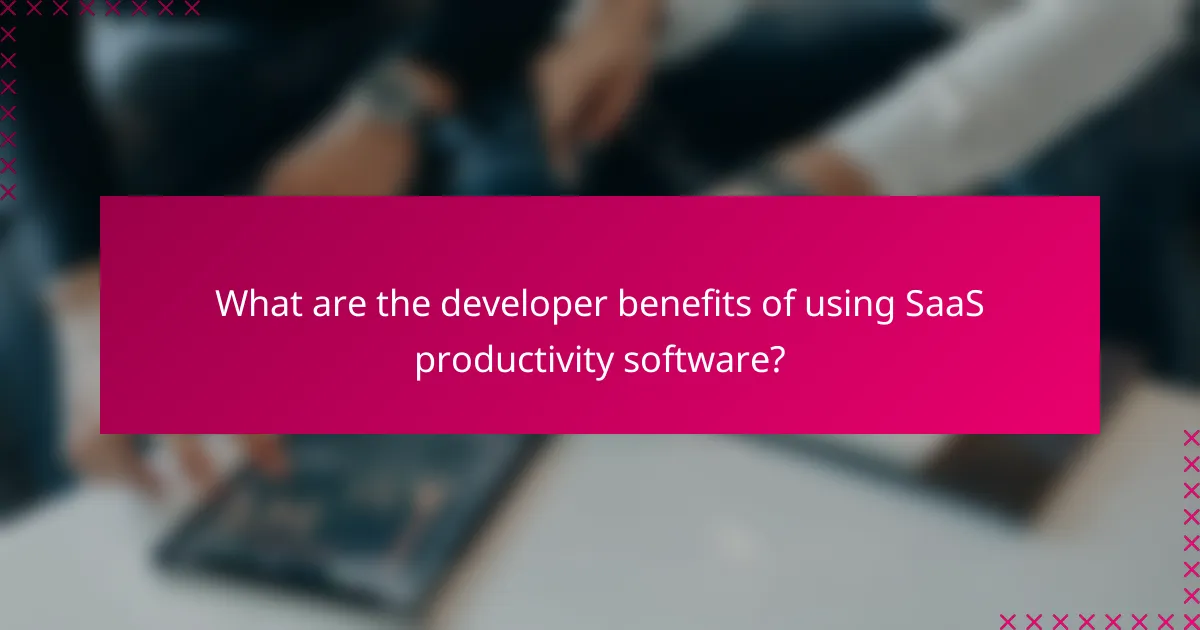 What are the developer benefits of using SaaS productivity software?