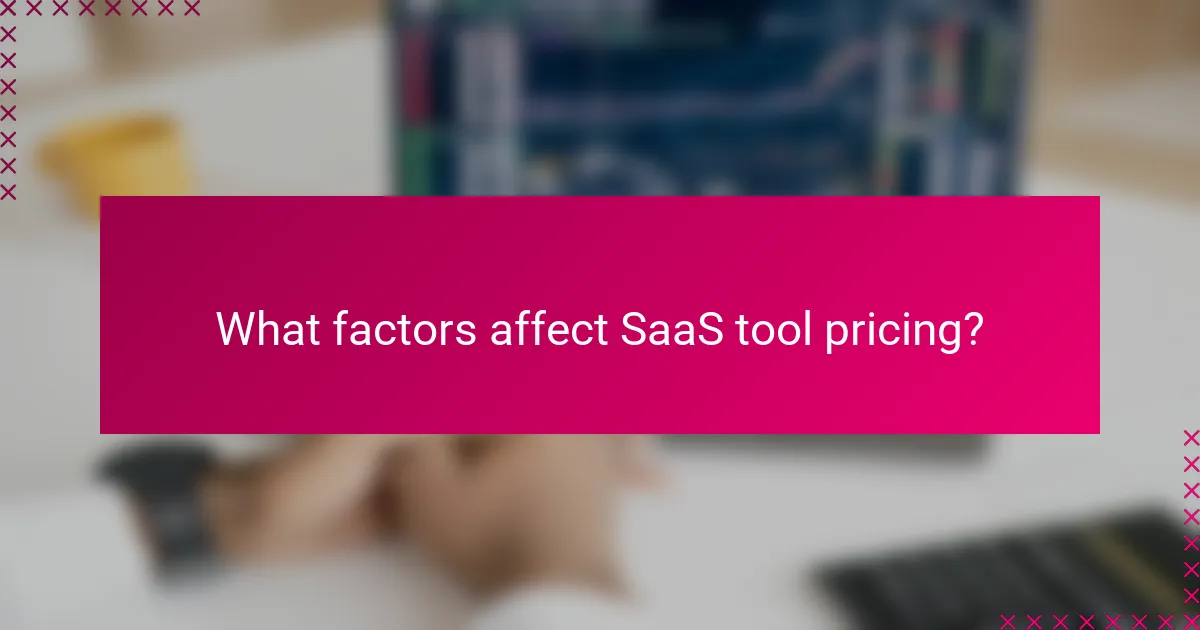 What factors affect SaaS tool pricing?