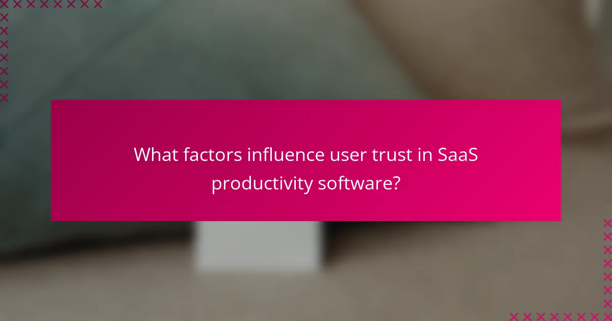 What factors influence user trust in SaaS productivity software?